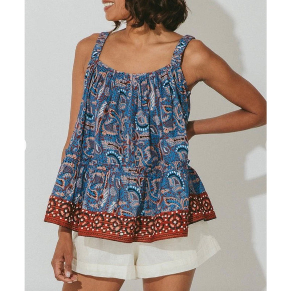 CLEOBELLA NWT Daya Organic Cotton Sleeveless Tank Top in Lazuli Blue // S - Picture 3 of 14